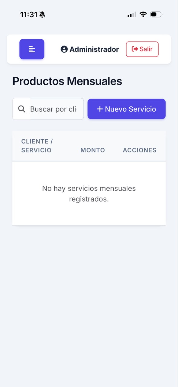 App Repartos Móvil - Servicios y Productos Mensuales