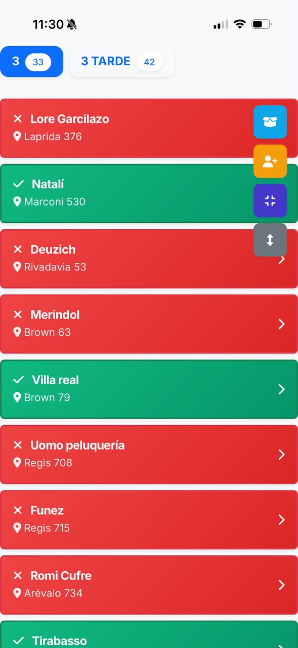 App Repartos Móvil - Modificación de Recorrido & Estado
