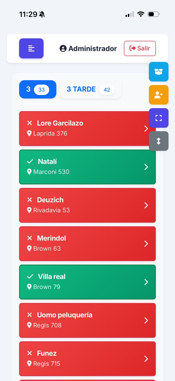 App Repartos Móvil - Vista de Hoja de Ruta Diaria