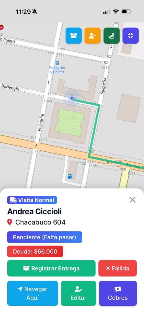 App Repartos Móvil - Ubicación de Cliente en Mapa