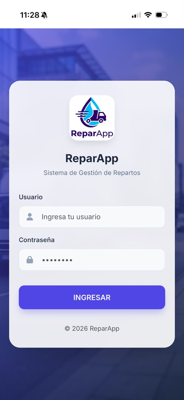 App Repartos Móvil - Inicio de Sesión (Login)
