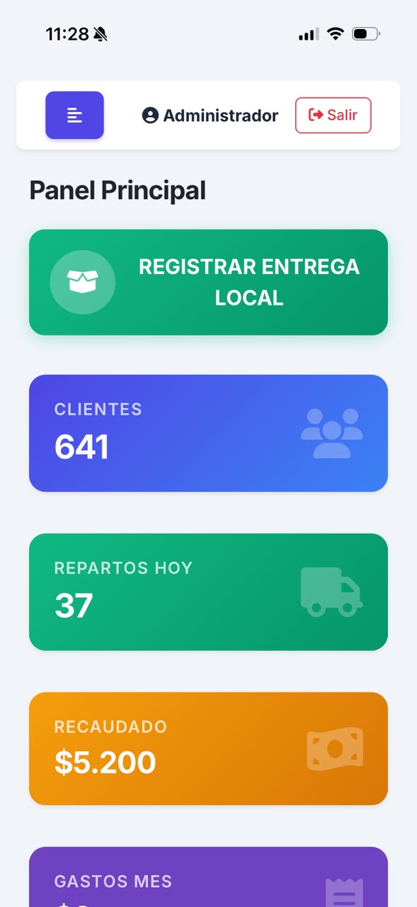 App Repartos Móvil - Panel Principal & Dashboard