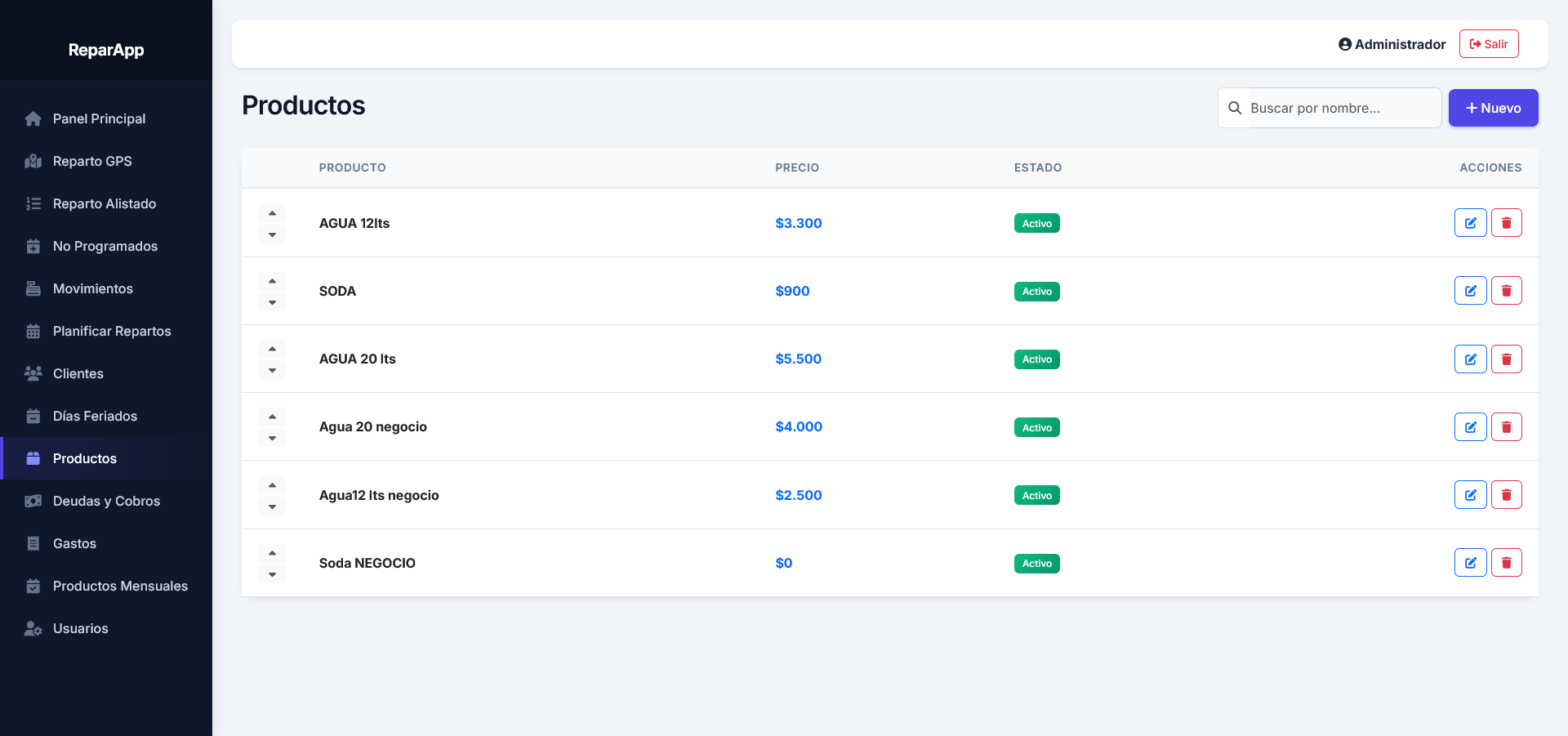App Repartos PC - Catálogo de Productos & Precios