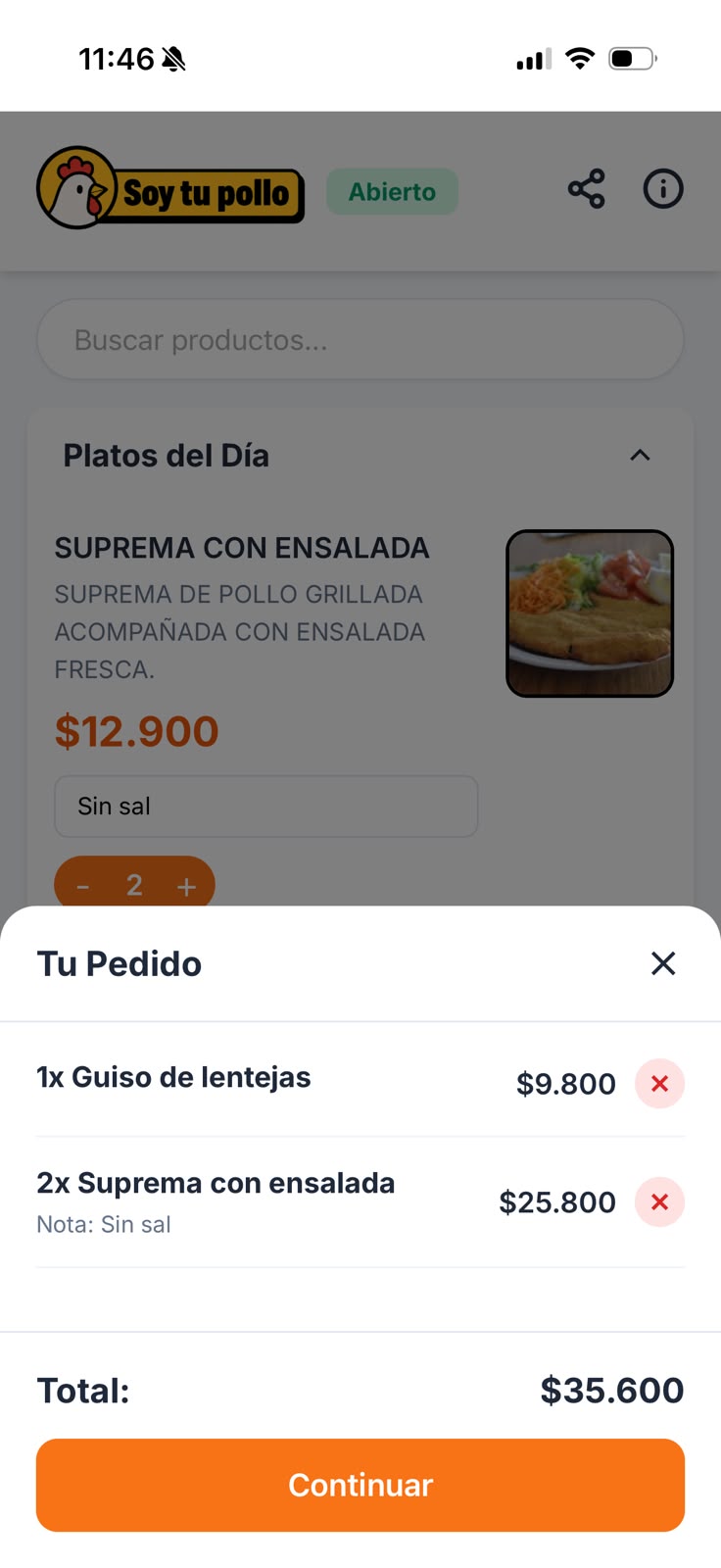 App Rotisería - Carrito de Compras & Pedido